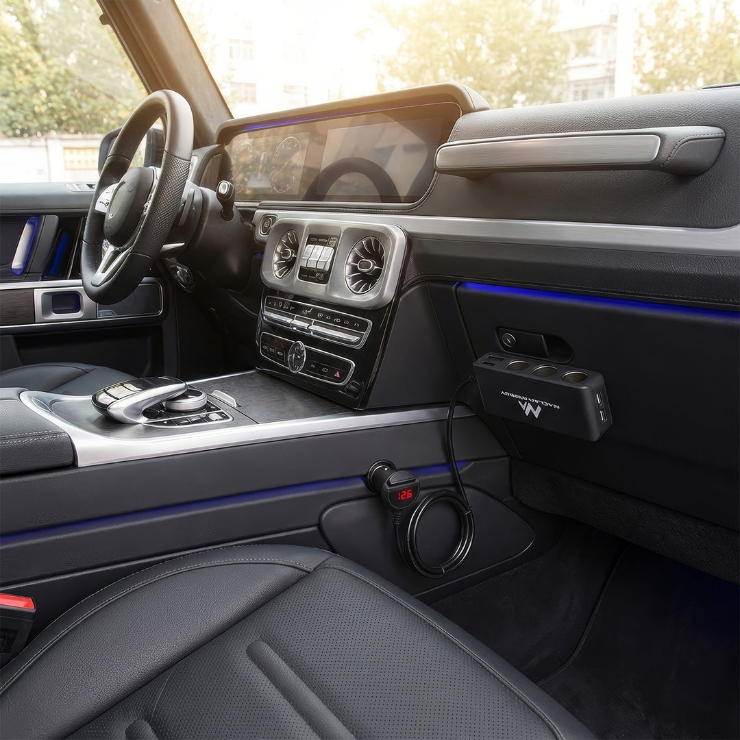 Maclean Rozdělovač zásuvky zapalovače x3 trojitá autozásuvka, černá, voltmetr, 2xUSB 6,8A, Maclean MCE117, max 120W