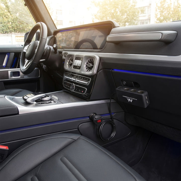 Maclean Rozdělovač zásuvky zapalovače x3 trojitá autozásuvka, černá, voltmetr, 2xUSB 6,8A, Maclean MCE117, max 120W