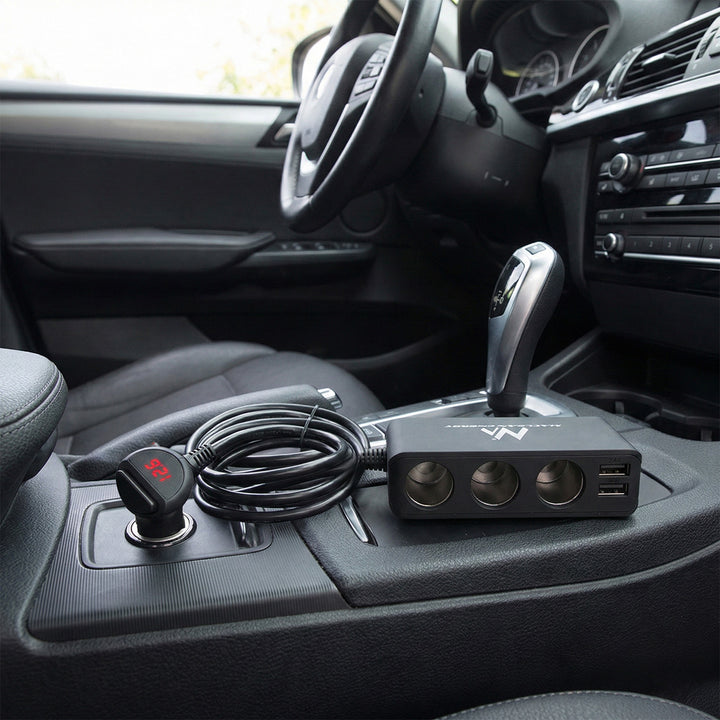 Maclean Rozdělovač zásuvky zapalovače x3 trojitá autozásuvka, černá, voltmetr, 2xUSB 6,8A, Maclean MCE117, max 120W