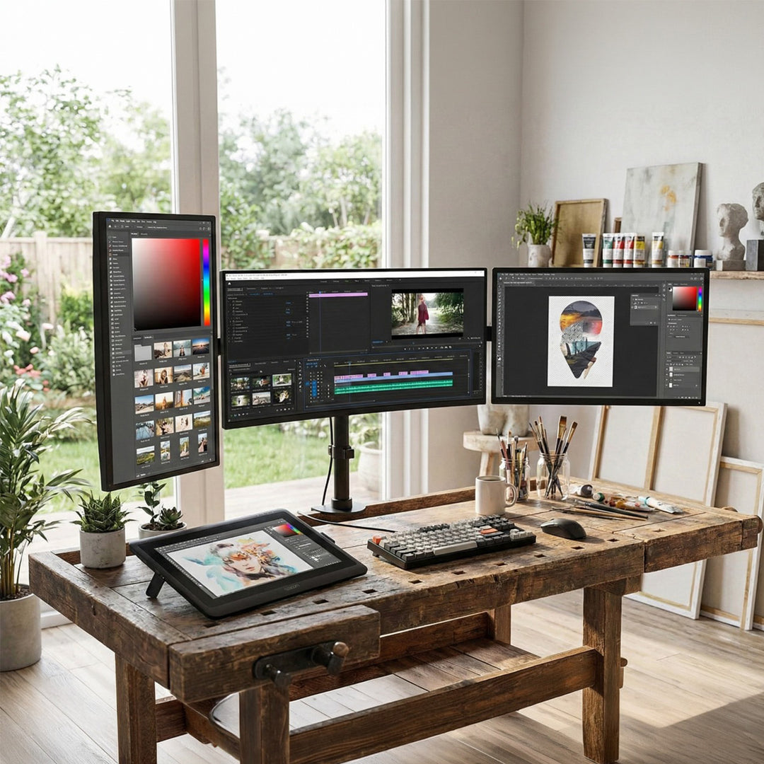 Držák na psací stůl pro 3 monitory až 3x LCD LED 27" MONITOR