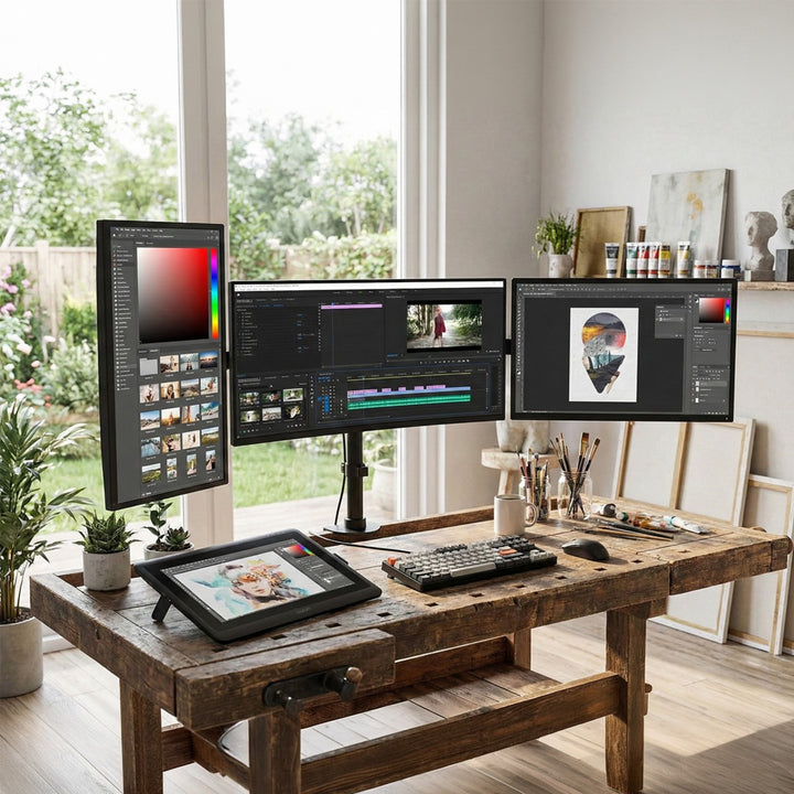 Držák na psací stůl pro 3 monitory až 3x LCD LED 27" MONITOR