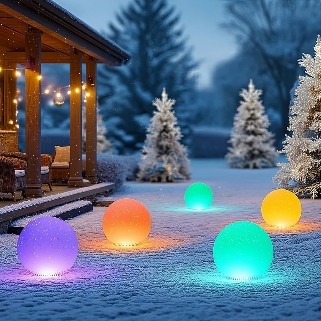 Zahradní solární LED lampa volně stojící GB167  30x30x63cm koule, plné barvy LED