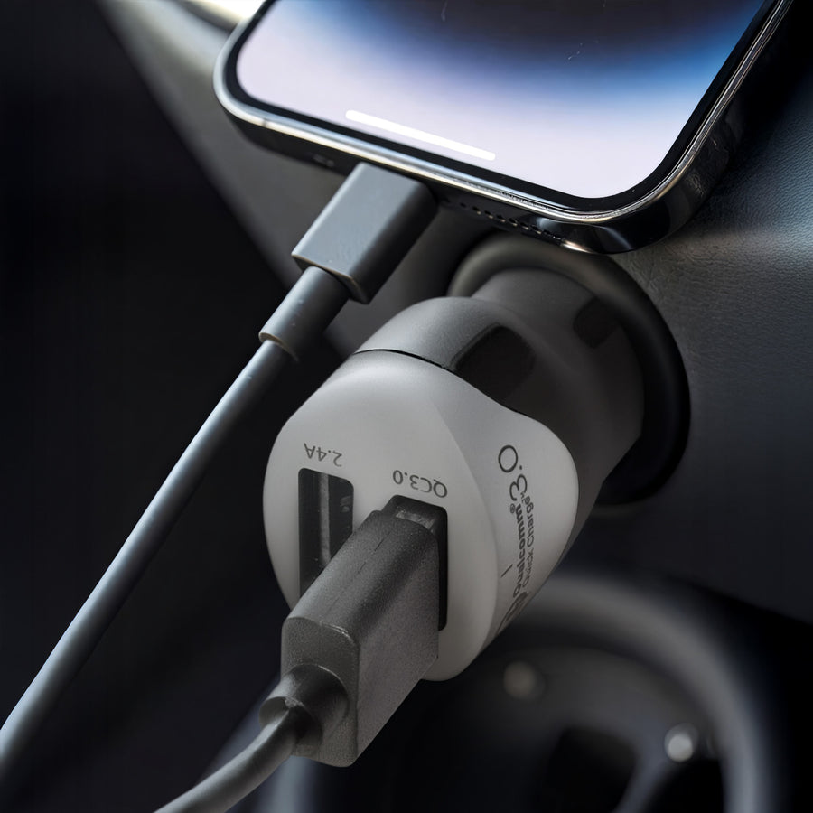 Nabíječka do auta 2xUSB Maclean Energy MCE157 Qualcomm Quick Charge QC 3.0 plus kabel 1,5 m