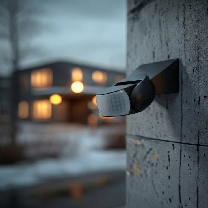 Infračervený detektor pohybu PIR moderní  dosah 12 m IP65 barva černá Maclean Energy MCE201W