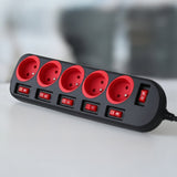 Napájecí lišta Maclean, prodlužovací kabel s 5 zásuvkami, s vypínači, 250VAC/10A, 1,5 m, MCE204
