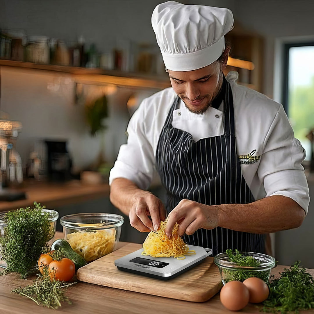 Digitální kuchyňská váha GreenBlue GB170 z nerezové oceli s funkcí dovažování a časovače až do 5 kg