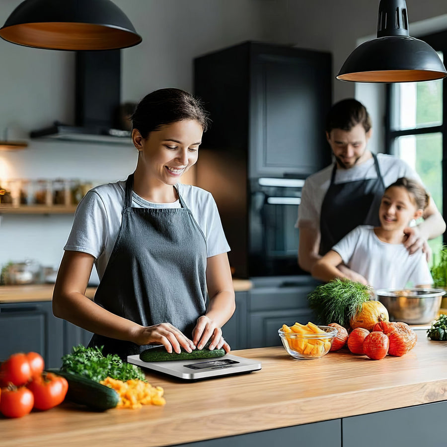 Digitální kuchyňská váha GreenBlue GB170 z nerezové oceli s funkcí dovažování a časovače až do 5 kg