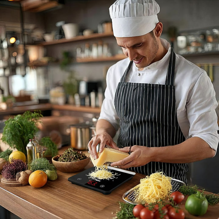 Digitální elektrická kuchyňská váha GreenBlue GB171 v černé barvě s funkci dovažování