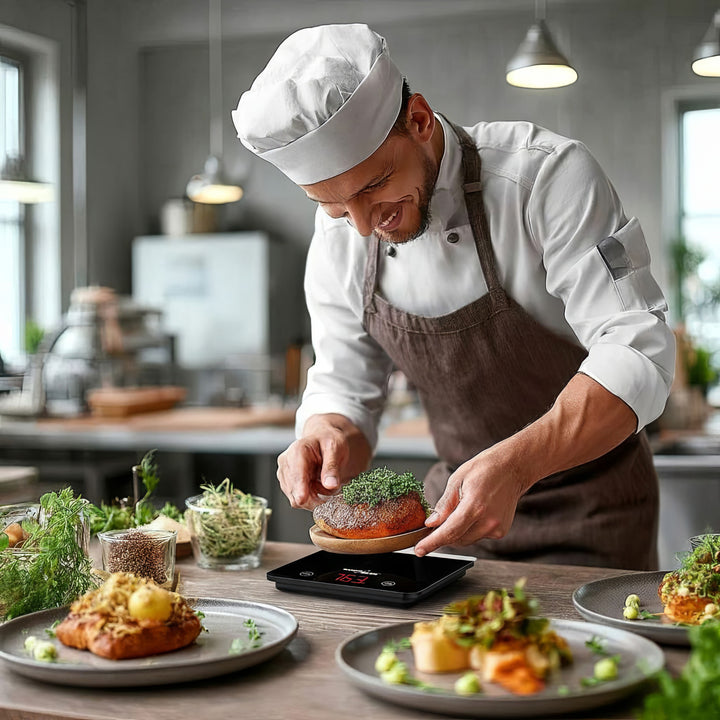 Digitální elektrická kuchyňská váha GreenBlue GB171 v černé barvě s funkci dovažování