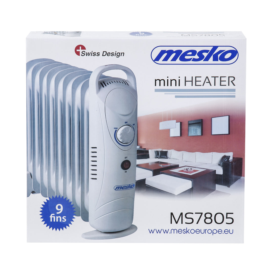 Olejový ohřívač Mesko, 9 žeber, 1000W, regulace teploty, šedý, MS 7805