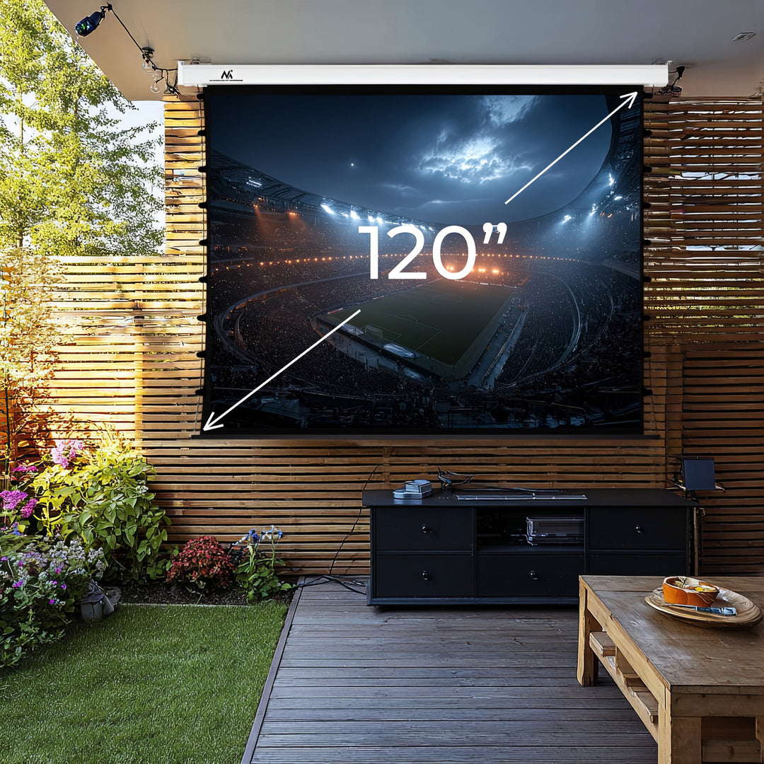 Elektrické projekční plátno Maclean, napínané Premium, nástěnné nebo stropní, 120", 4:3, MC-993