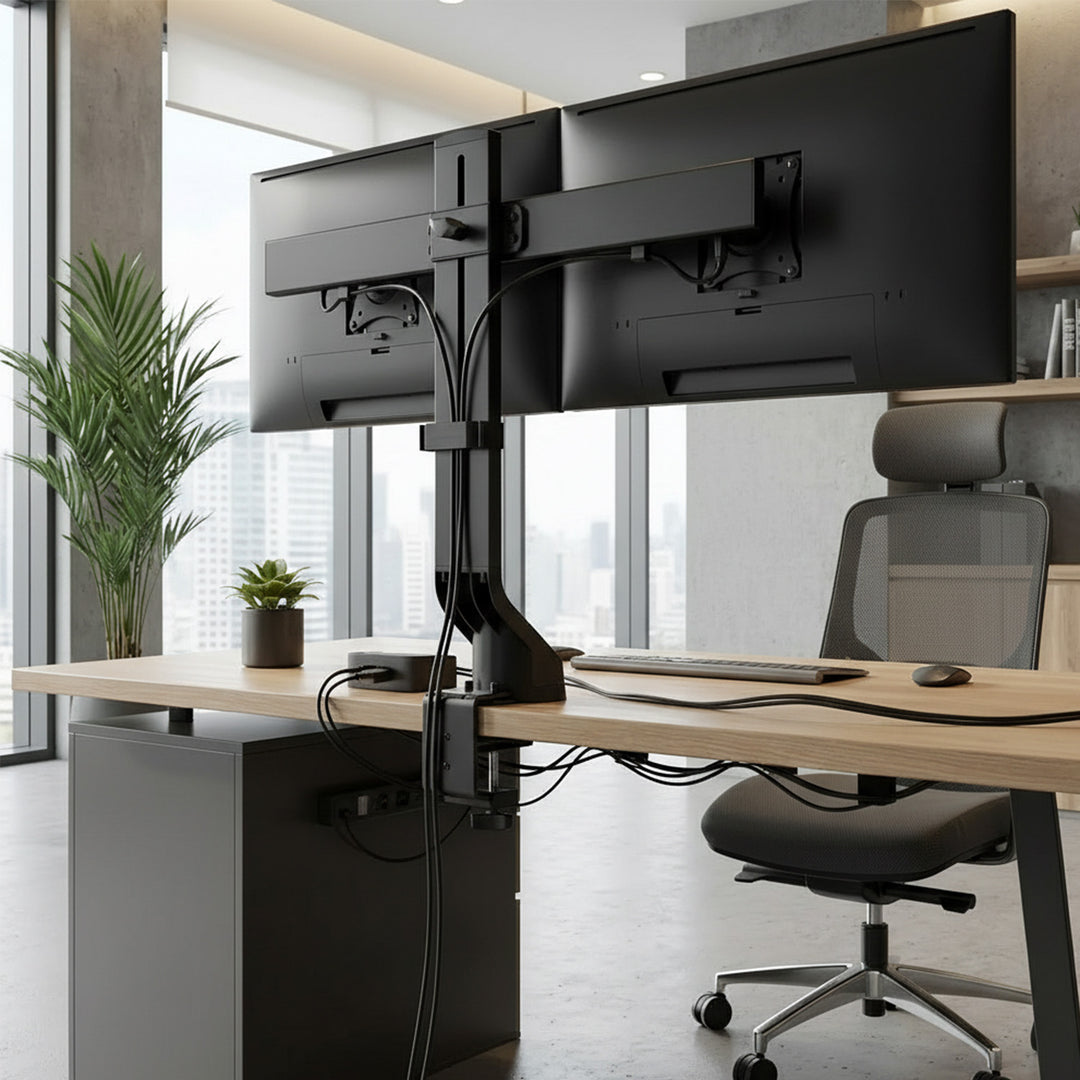 Držák pro dva monitory / dvojitý 17 "-27" 14 kg Maclean MC-854 VESA 75x75 100x100 se hodí pro MC-848 a MC-849