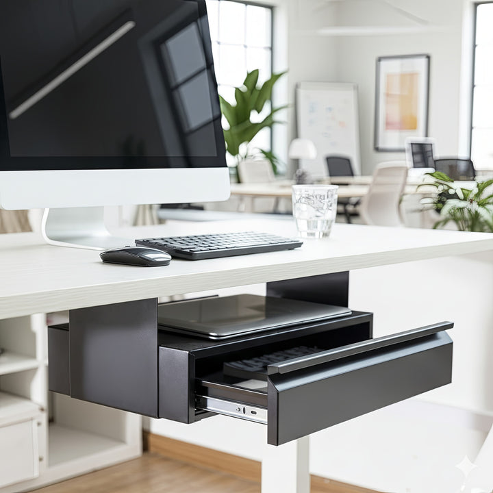 Ergonomická černá zásuvka organizér pod stůl Maclean MC-875 max. 5 kg