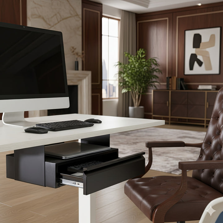 Ergonomická černá zásuvka organizér pod stůl Maclean MC-875 max. 5 kg