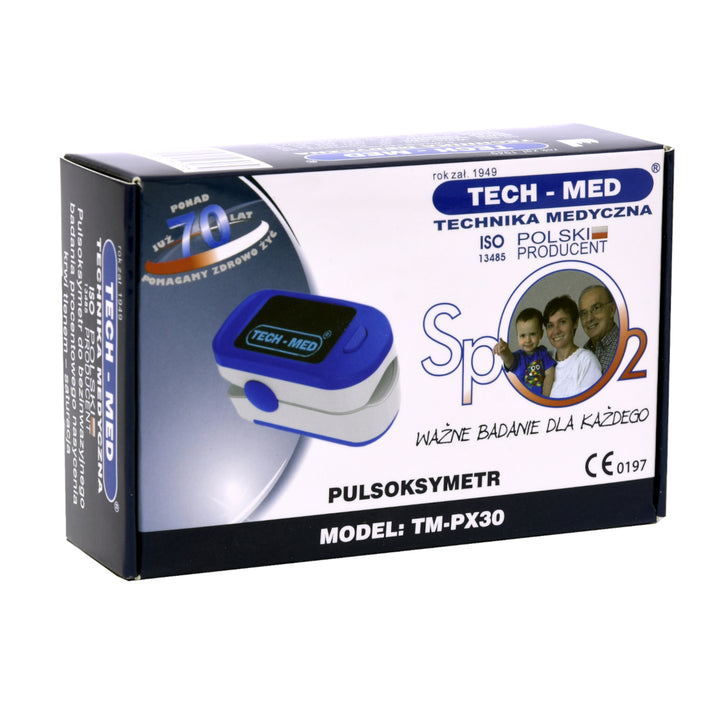 Prstový pulzní oxymetr, CE Tech-Med TM-PX30, modrý