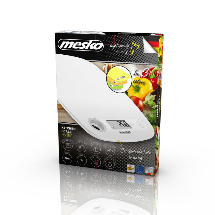 Elektronická kuchyňská váha s LCD displejem Mesko MS 3159w bílá