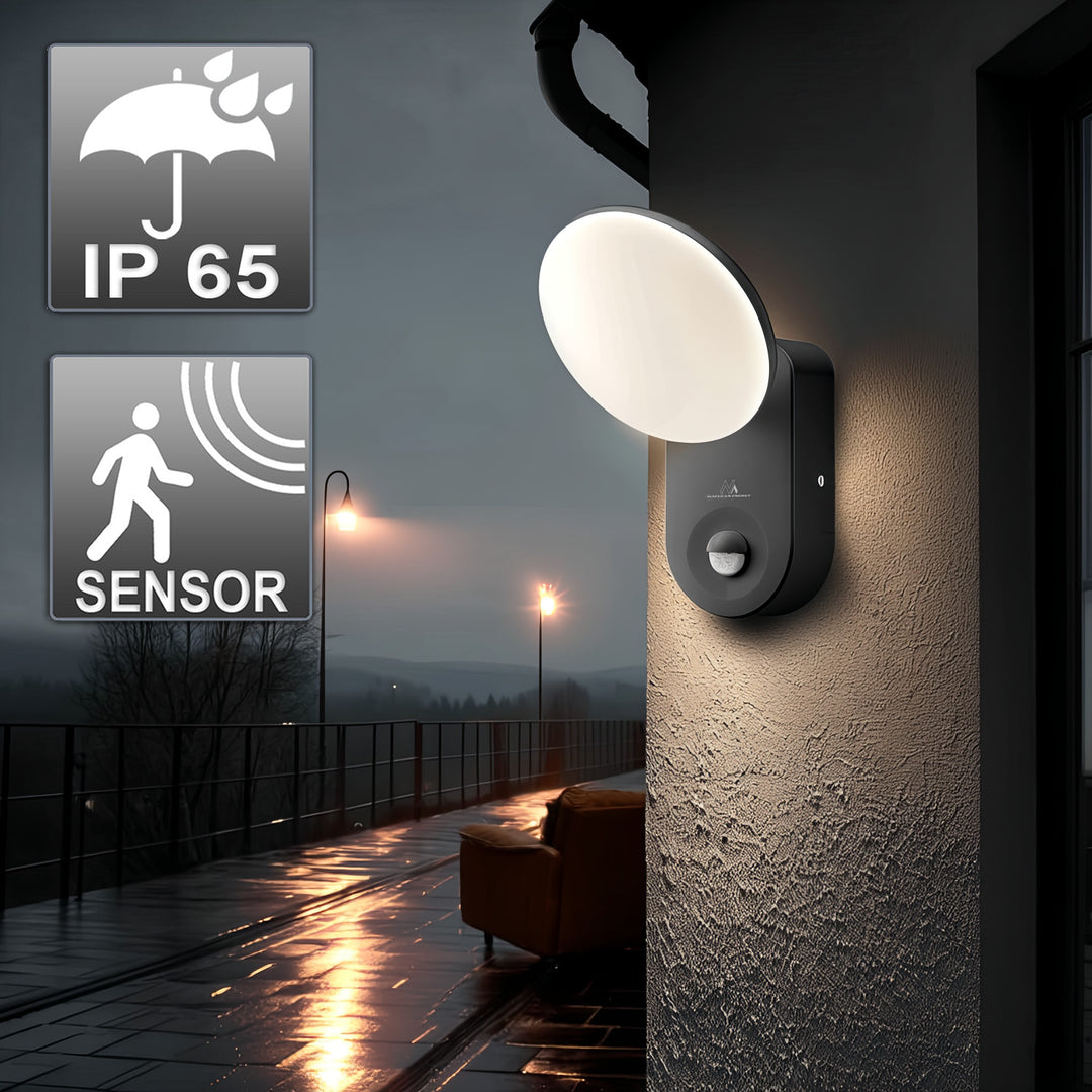 Nástěnná lampa LED s PIR pohybovým senzorem MCE367 neutrální bílá 15W (1100lm)