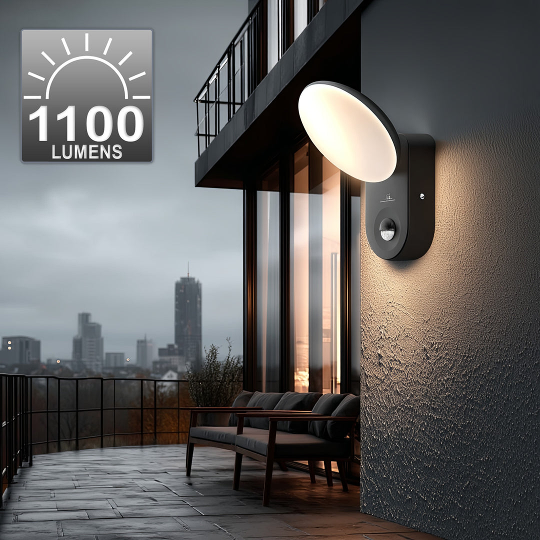 Nástěnná lampa LED s PIR pohybovým senzorem MCE367 neutrální bílá 15W (1100lm)