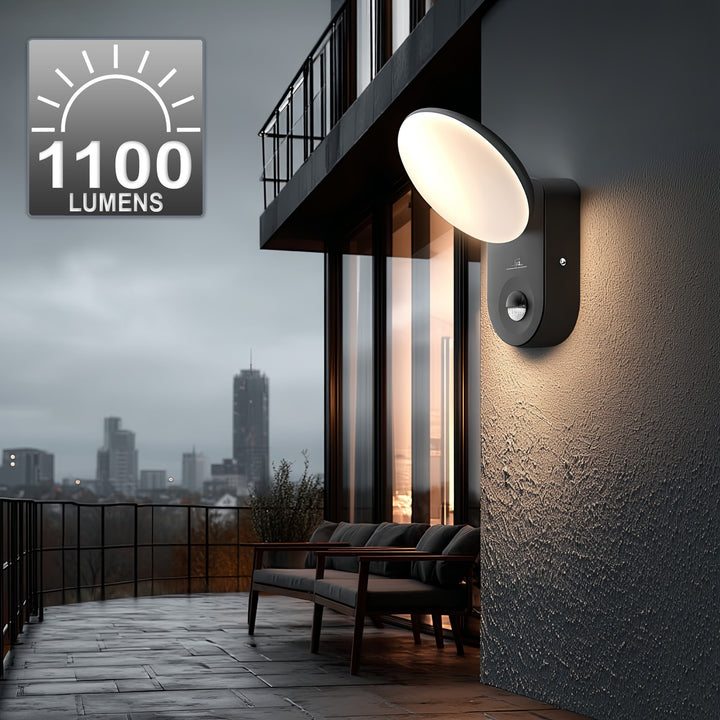Nástěnná lampa LED s PIR pohybovým senzorem MCE367 neutrální bílá 15W (1100lm)