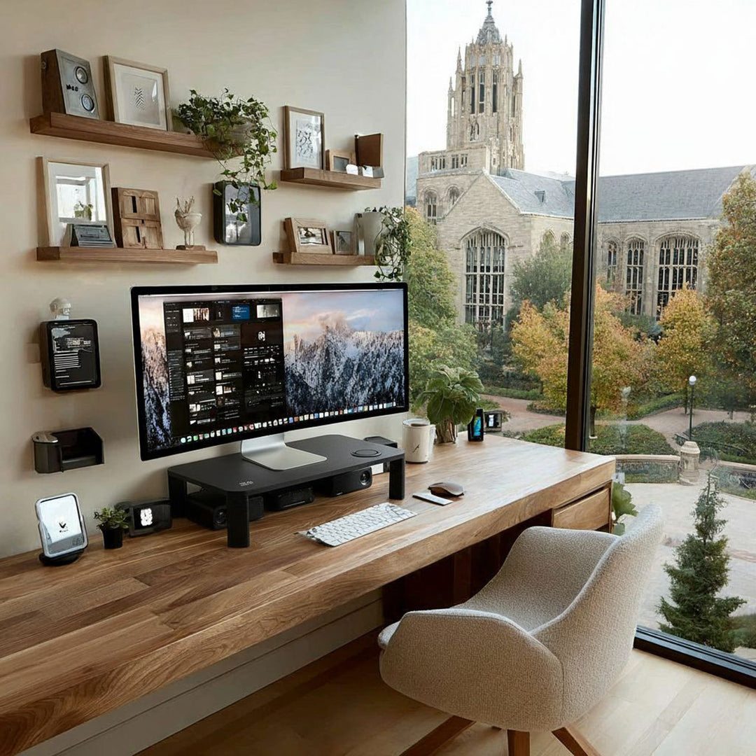 Ergo Office ER-415 Výškově nastavitelný stojan s bezdrátovým nabíjením Qi Stojan na monitor 17"~32" do max. 20 kg Indukční nabíječka