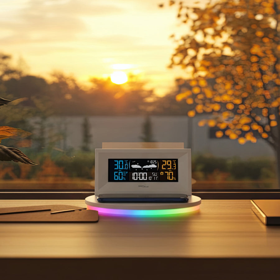 Bezdrátová meteostanice s bezdrátovou nabíječkou Qi GreenBlue GB213
