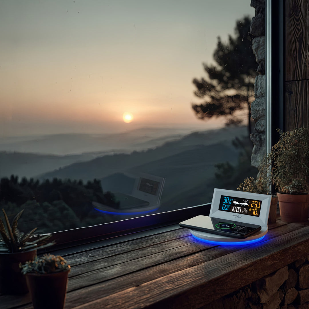 Bezdrátová meteostanice s bezdrátovou nabíječkou Qi GreenBlue GB213