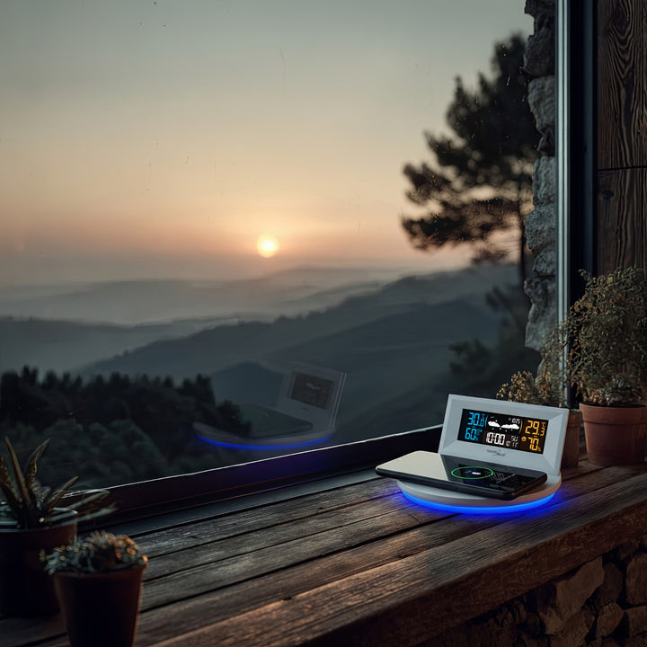 Bezdrátová meteostanice s bezdrátovou nabíječkou Qi GreenBlue GB213