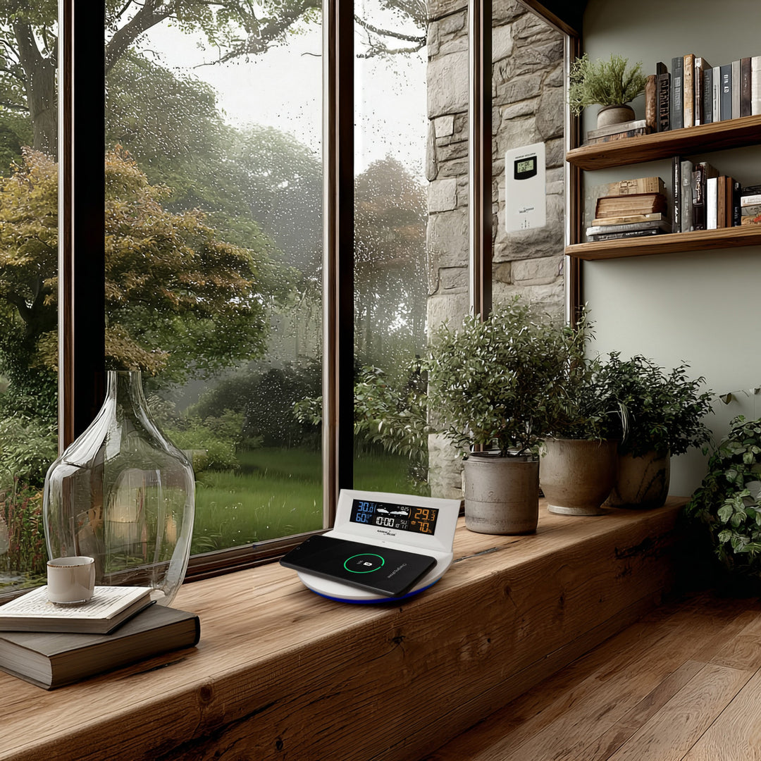 Bezdrátová meteostanice s bezdrátovou nabíječkou Qi GreenBlue GB213