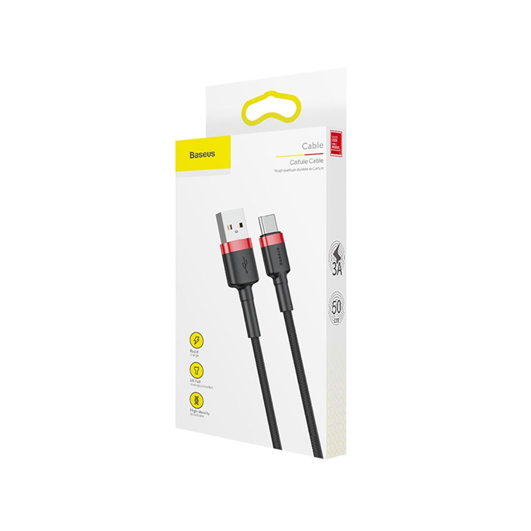 Kabel Baseus, USB typ C, délka 50 cm, 3A, černý, BASKBK46595