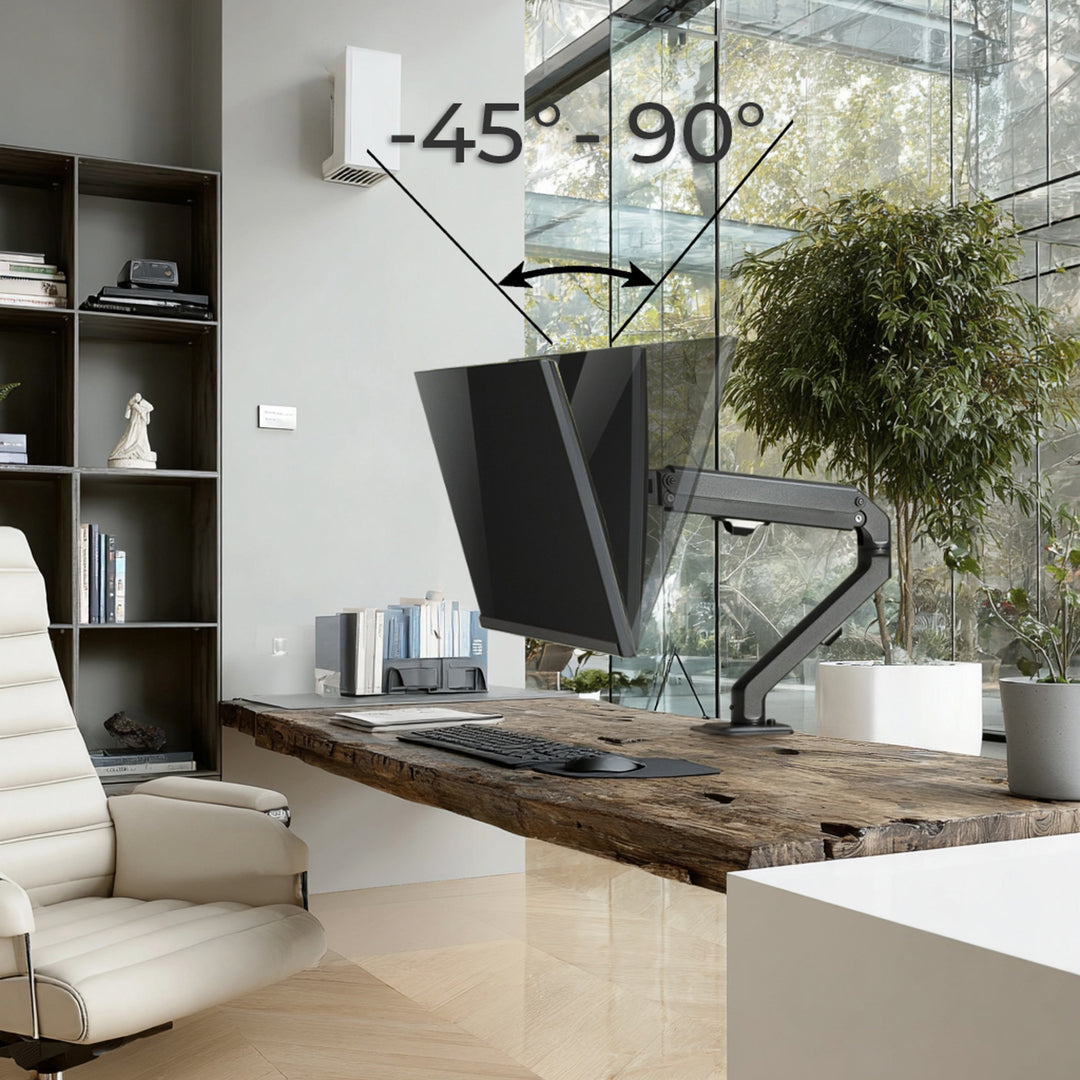 Maclean MC-906 1-komorový držák monitoru s plynovou pružinou 17-27'' stolní držák rameno monitoru otočné naklápěcí otočné VESA 75x75 100x100 do 7 kg