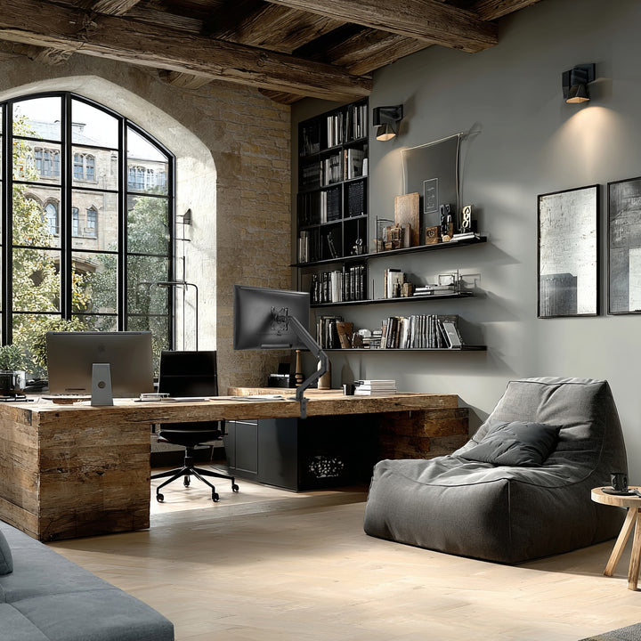 Maclean MC-906 1-komorový držák monitoru s plynovou pružinou 17-27'' stolní držák rameno monitoru otočné naklápěcí otočné VESA 75x75 100x100 do 7 kg