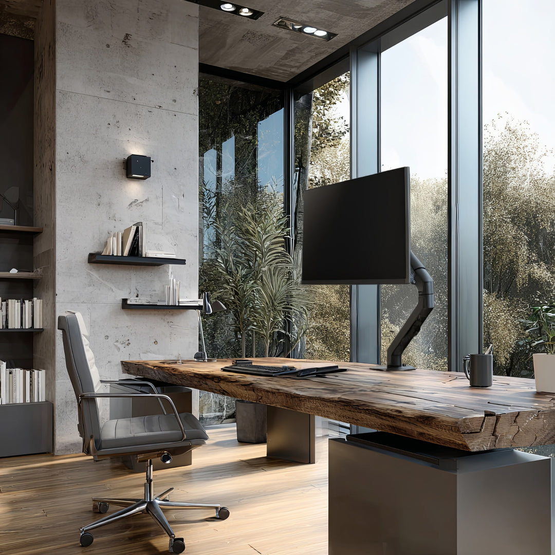 Maclean MC-906 1-komorový držák monitoru s plynovou pružinou 17-27'' stolní držák rameno monitoru otočné naklápěcí otočné VESA 75x75 100x100 do 7 kg