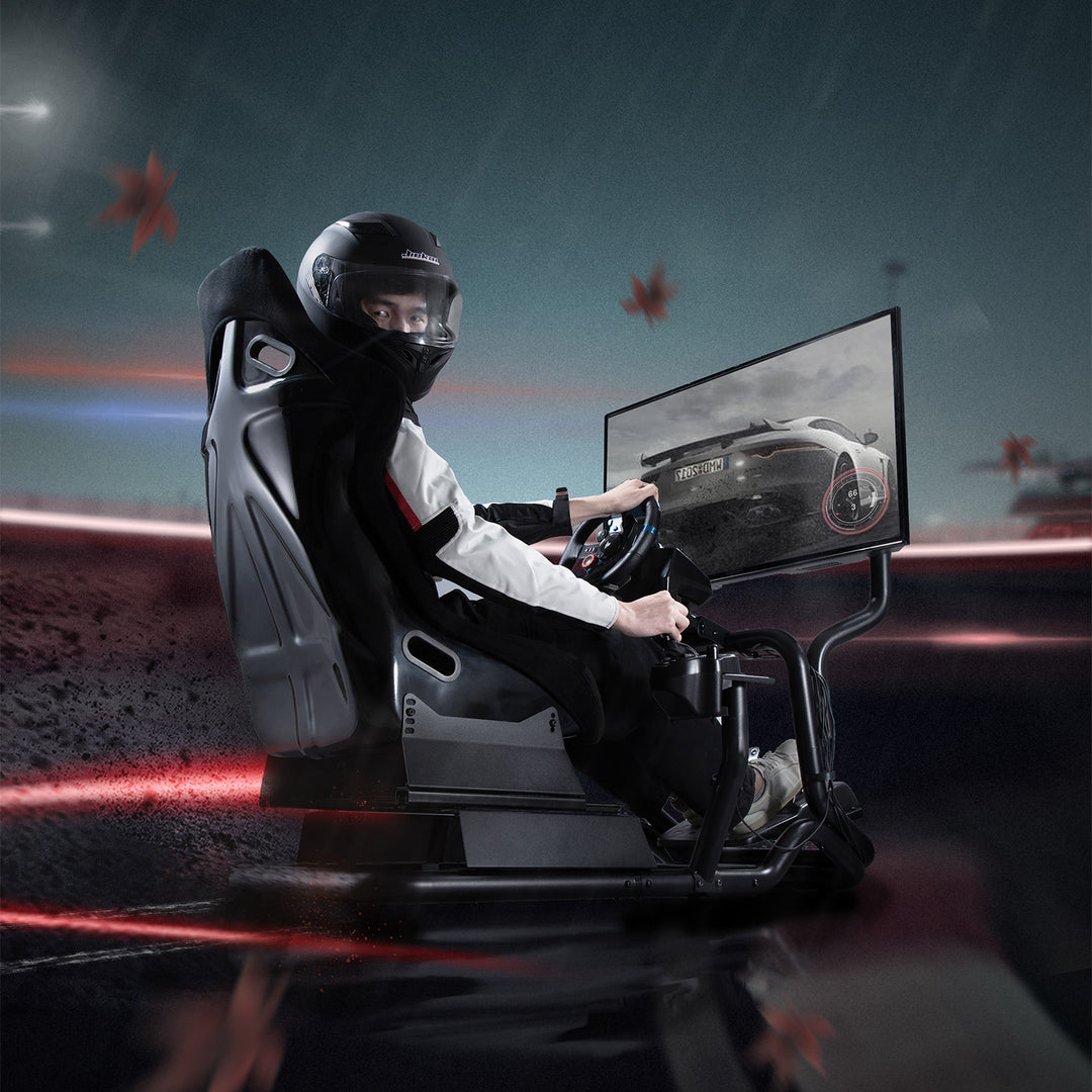 Závodní simulátor Kokpit 3 v 1 Hrací sedačka do 130 kg Držák řadicí páky Stojan na volant Držák na TV do 50" Max. Vesa 400x200 ...
