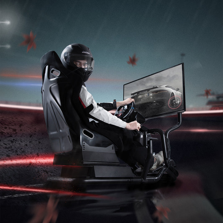Závodní simulátor Kokpit 3 v 1 Hrací sedačka do 130 kg Držák řadicí páky Stojan na volant Držák na TV do 50" Max. Vesa 400x200 ...