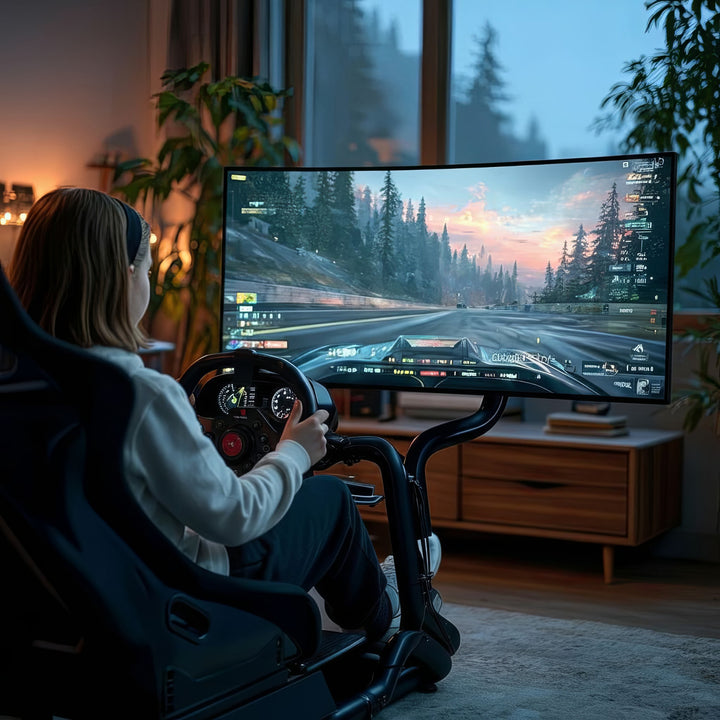 Závodní simulátor Kokpit 3 v 1 Hrací sedačka do 130 kg Držák řadicí páky Stojan na volant Držák na TV do 50" Max. Vesa 400x200 ...