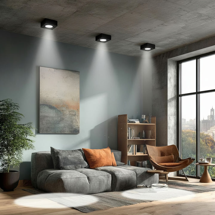 Bodové stropní svítidlo Maclean MCE464 B, pro světelné zdroje MR16 / GU10, černé, 94x94x32mm, hranaté, alu