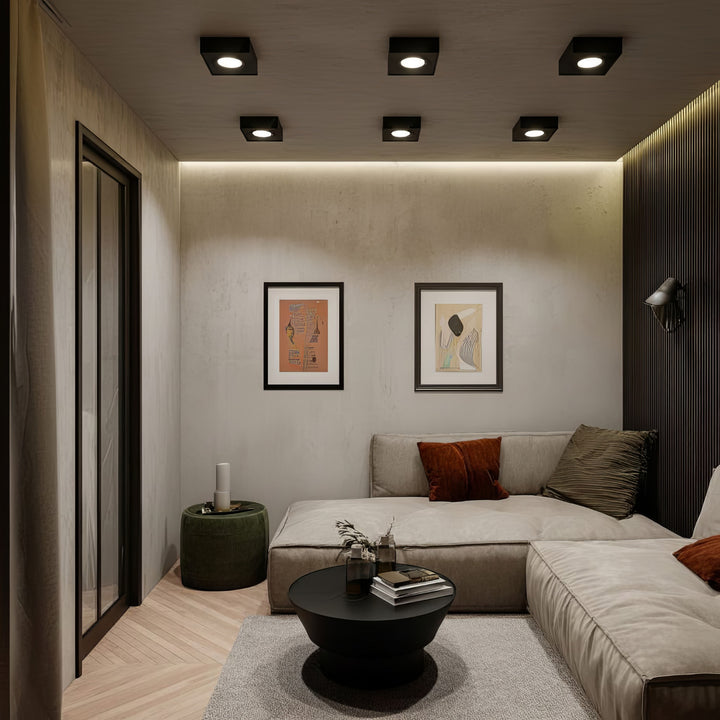 Bodové stropní svítidlo Maclean MCE464 B, pro světelné zdroje MR16 / GU10, černé, 94x94x32mm, hranaté, alu