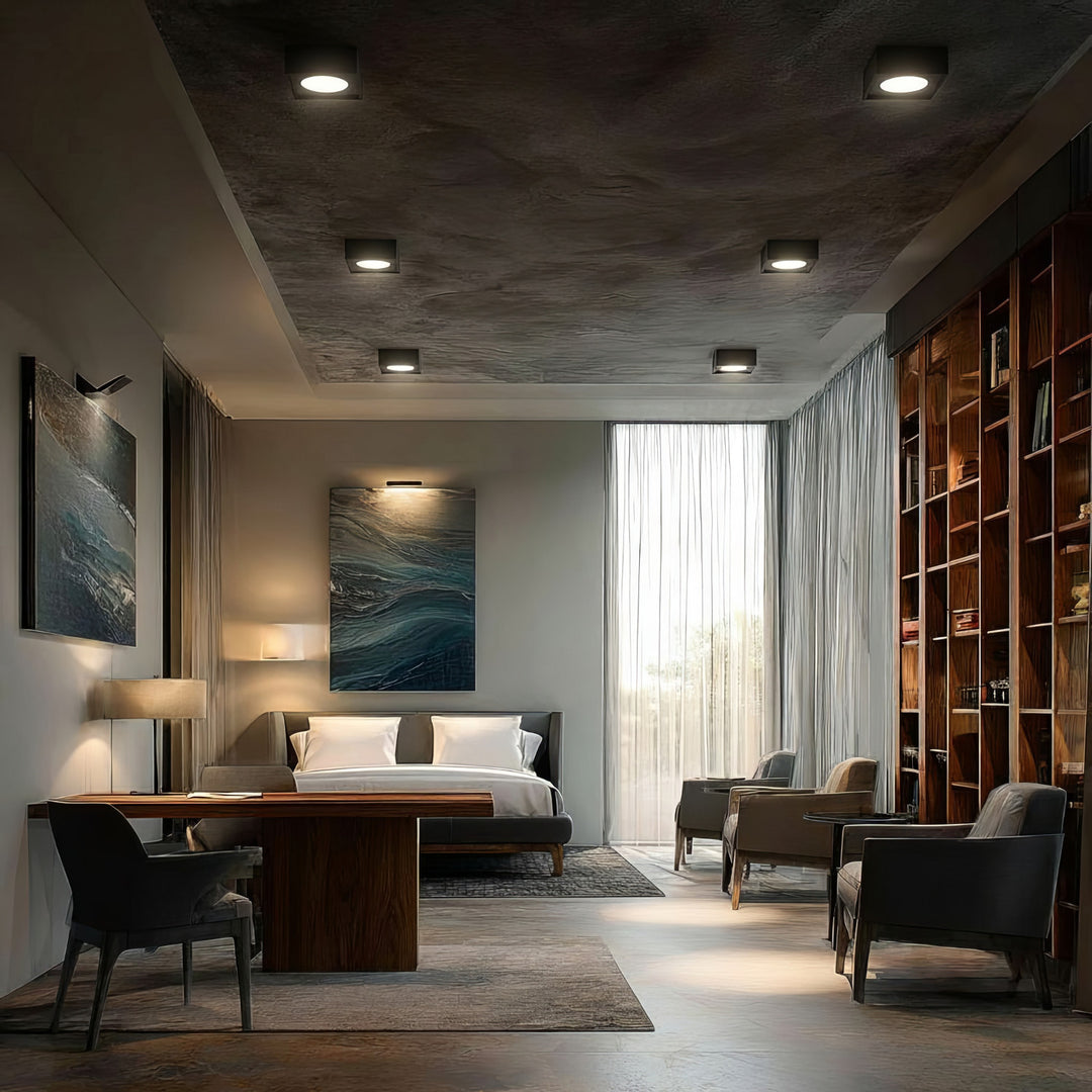 Bodové stropní svítidlo Maclean MCE464 B, pro světelné zdroje MR16 / GU10, černé, 94x94x32mm, hranaté, alu