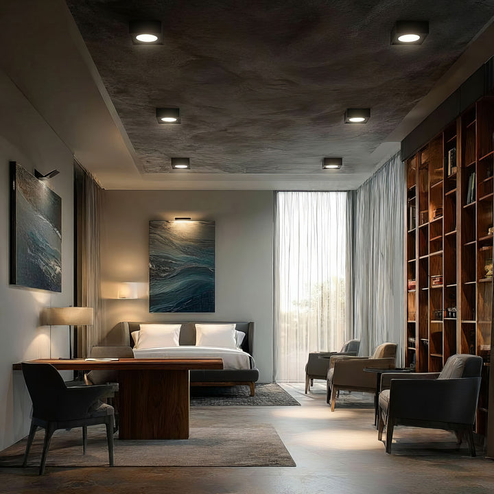 Bodové stropní svítidlo Maclean MCE464 B, pro světelné zdroje MR16 / GU10, černé, 94x94x32mm, hranaté, alu