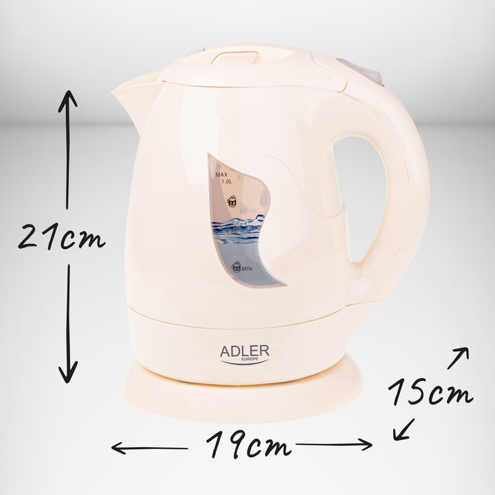 Akumulátorová konvice Adler, 850W, 1L, béžová, AD 08 b