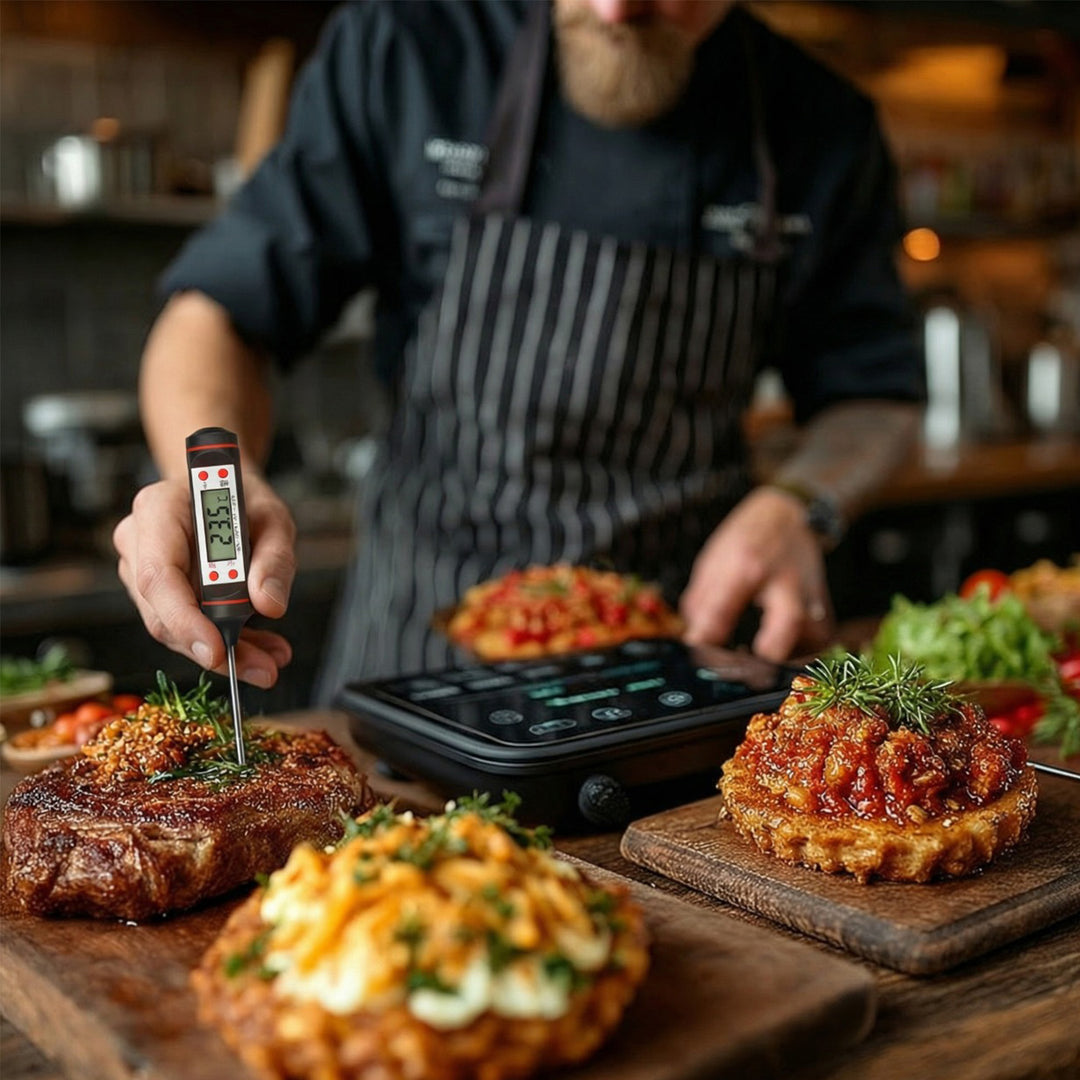 Teploměr/sonda na potraviny GreenBlue GB178, délka sondy 15 cm, teplotní rozsah -50 stupňů C až +300 stupňů C, přesnost 0,1 stupně C