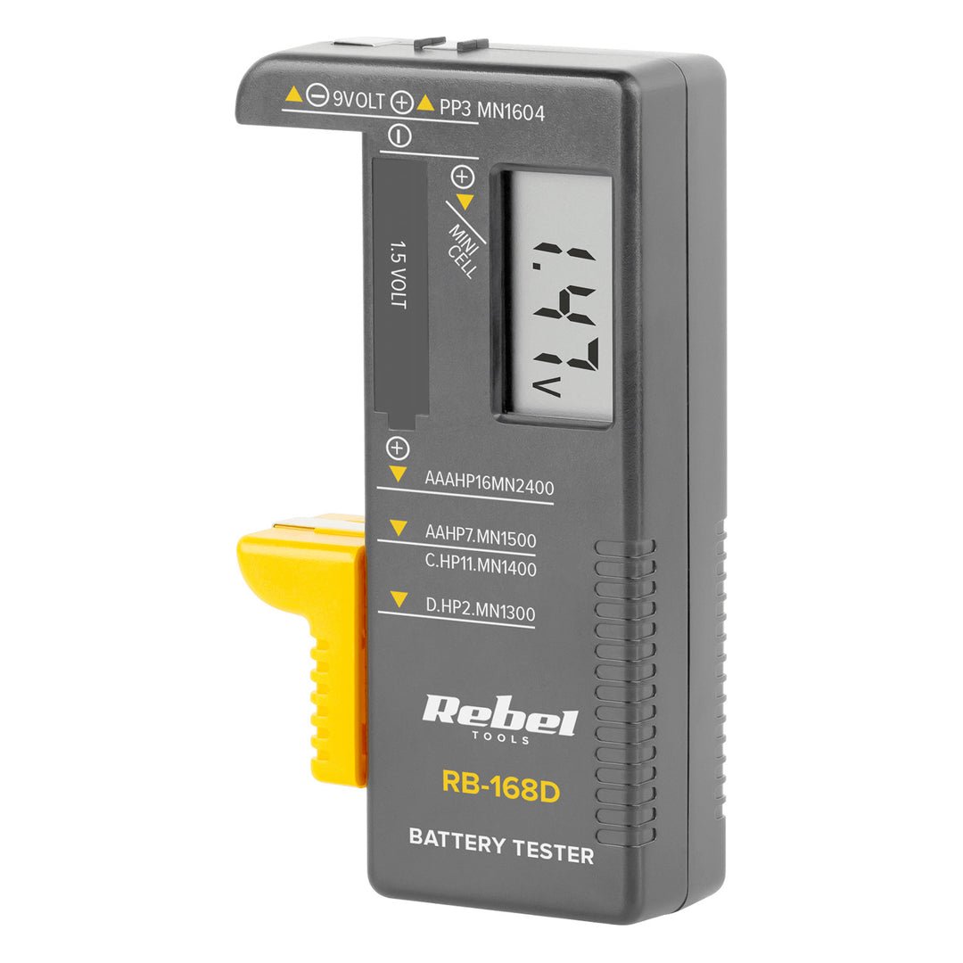 Digitální tester baterií REBEL 9 V, AAA, AA, C, D, RB-168D