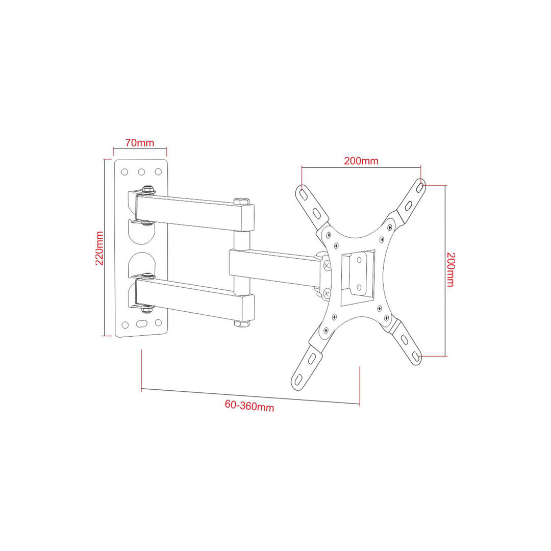 ART držák na TV, 17-42'', 25 kg, černý, VESA 200x200, AR-57A