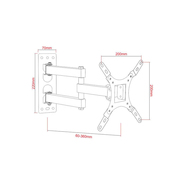 ART držák na TV, 17-42'', 25 kg, černý, VESA 200x200, AR-57A