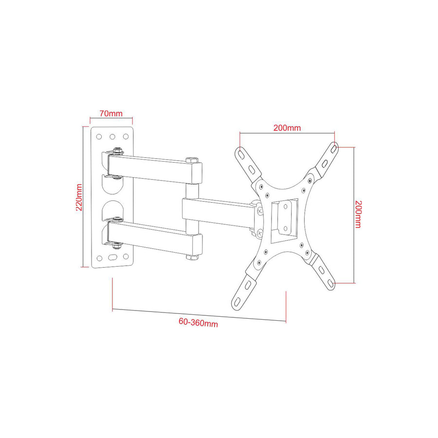 ART držák na TV, 17-42'', 25 kg, černý, VESA 200x200, AR-57A