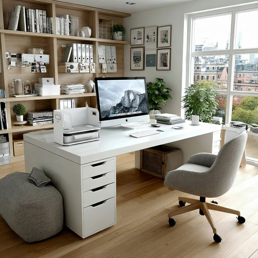 Stolní organizér se zásuvkou a bezdrátovou nabíječkou Ergo Office, bílý, max. 10 kg, ER-441