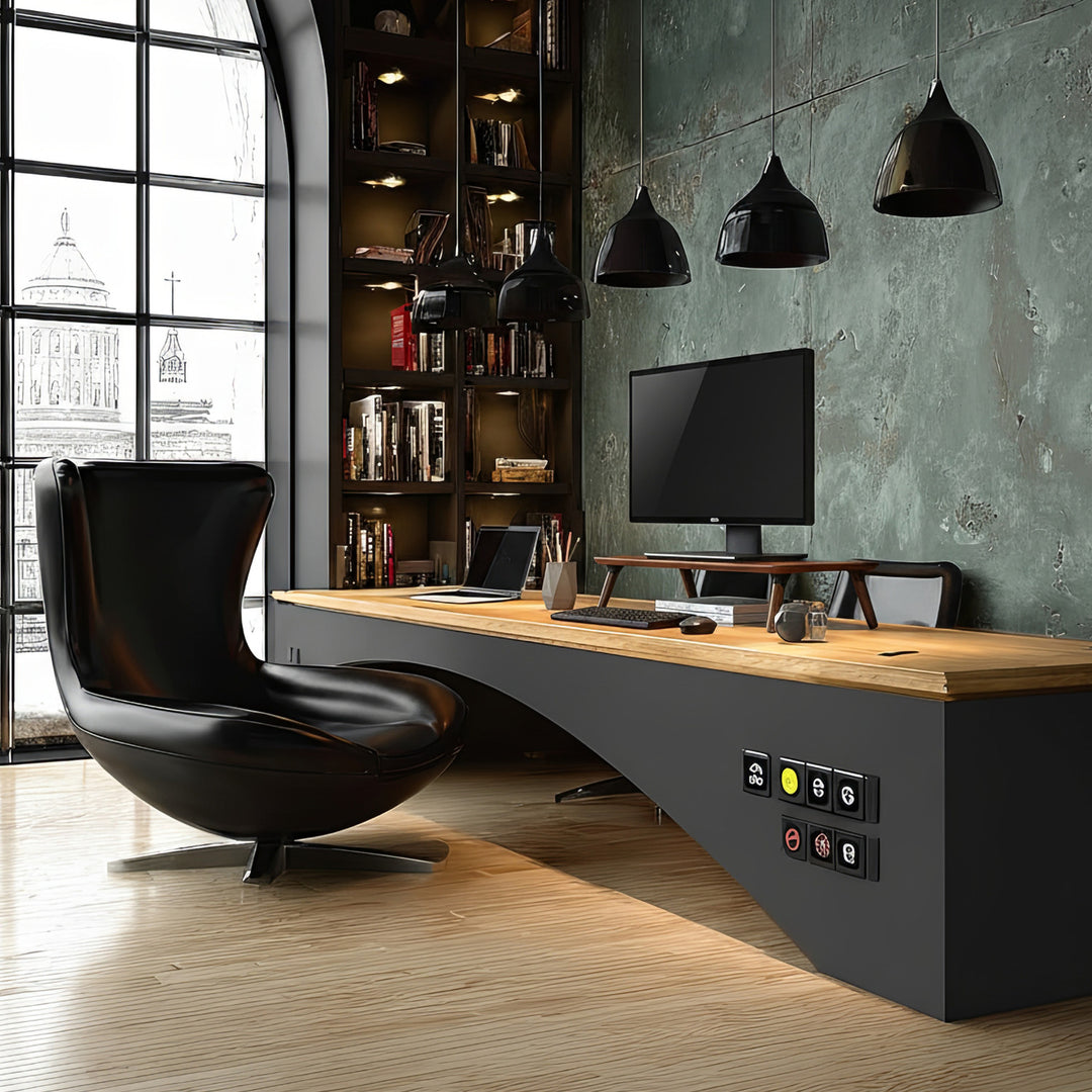 Dřevěný stojan pro monitor / notebook Maclean, (500x240x120mm), barva černý ořech, max. 20 kg, MC-930