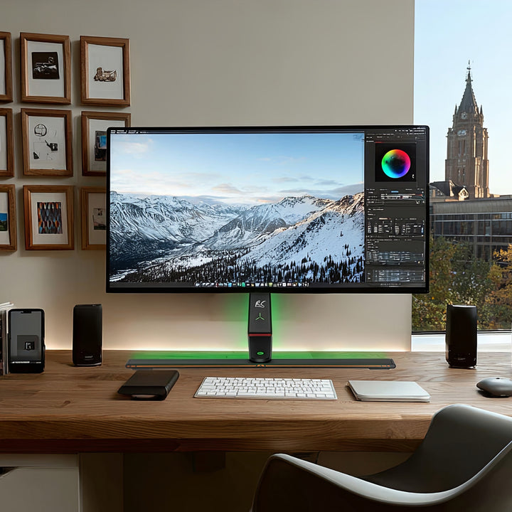 Stojan pro herní monitor NanoRS, výškově nastavitelný, RGB LED, 32-55", max. VESA 400x400, max. 40 kg, RS167