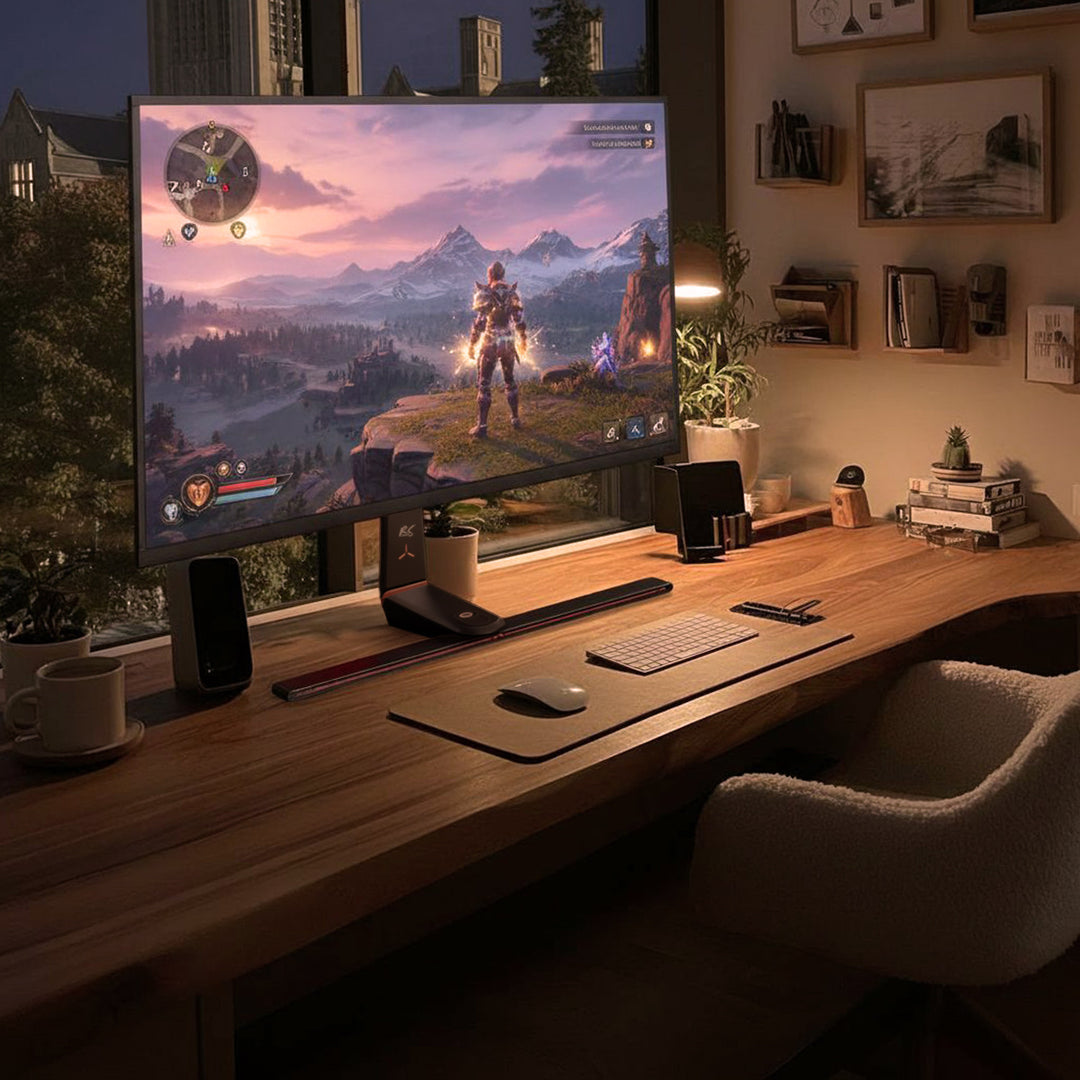 Stojan pro herní monitor NanoRS, výškově nastavitelný, RGB LED, 32-55", max. VESA 400x400, max. 40 kg, RS167