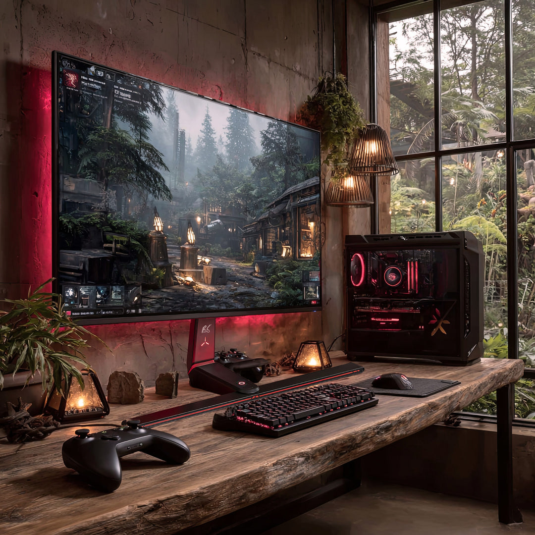 Stojan pro herní monitor NanoRS, výškově nastavitelný, RGB LED, 32-55", max. VESA 400x400, max. 40 kg, RS167